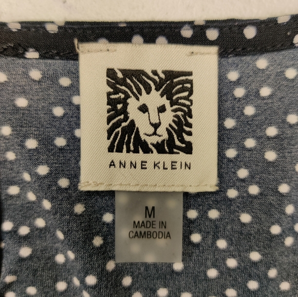 Anne Klein black with white polka dots blouse Size M - Picture 3 of 3